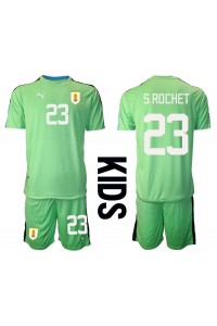 Fotbalové Dres Uruguay Sergio Rochet #23 Brankářské Dětské Domácí Oblečení MS 2022 Krátký Rukáv (+ trenýrky)